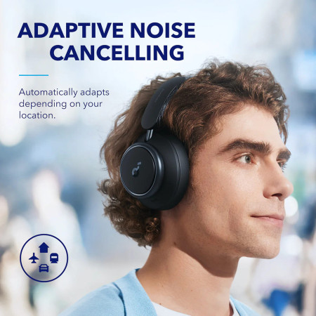 Casti On-Ear Bluetooth 5.3, Noise Cancelling, USB-C, Anker Space Q45, Black