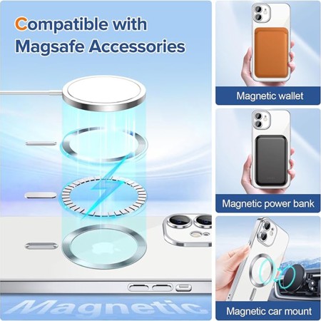 Husa pentru iPhone 12 - Techsuit Luxury Crystal MagSafe - Silver