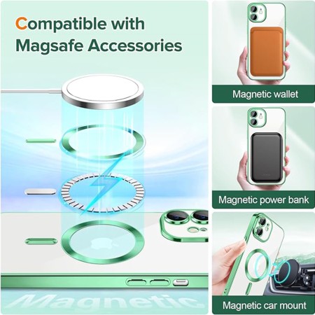 Husa pentru iPhone 12 - Techsuit Luxury Crystal MagSafe - Light Green