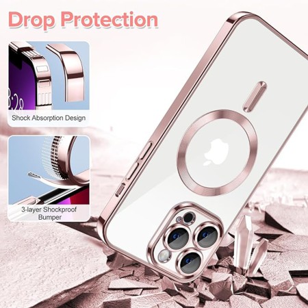 Husa pentru iPhone 13 Pro - Techsuit Luxury Crystal MagSafe - Pink