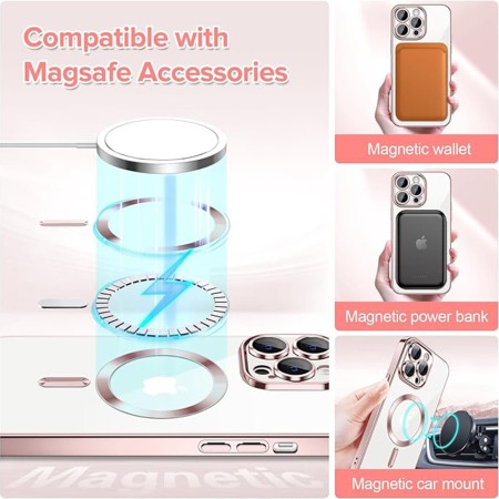 Husa pentru iPhone 13 Pro - Techsuit Luxury Crystal MagSafe - Pink