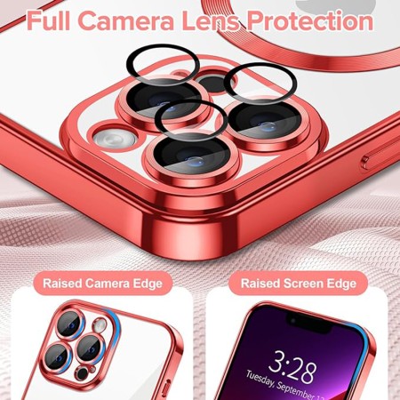 Husa pentru iPhone 13 Pro - Techsuit Luxury Crystal MagSafe - Red