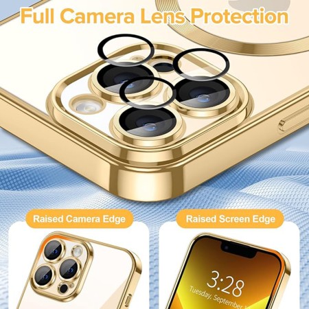 Husa pentru iPhone 13 Pro - Techsuit Luxury Crystal MagSafe - Gold