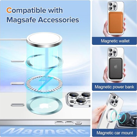 Husa pentru iPhone 13 Pro Max - Techsuit Luxury Crystal MagSafe - Silver