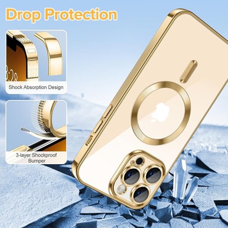 Husa pentru iPhone 13 Pro Max - Techsuit Luxury Crystal MagSafe - Gold