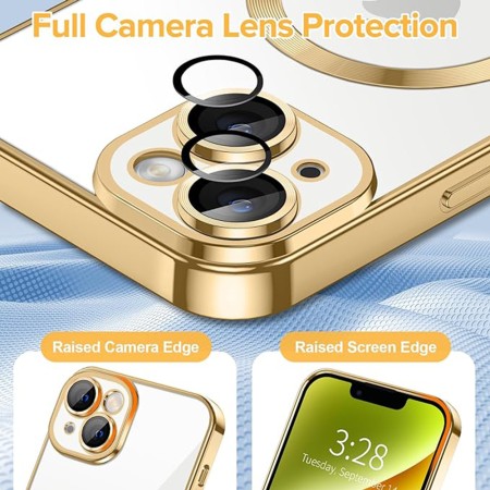 Husa pentru iPhone 14 Plus - Techsuit Luxury Crystal MagSafe - Gold