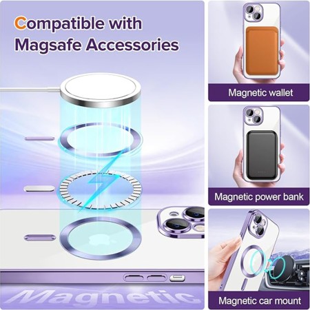 Husa pentru iPhone 14 Plus - Techsuit Luxury Crystal MagSafe - Light Purple