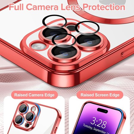 Husa pentru iPhone 14 Pro - Techsuit Luxury Crystal MagSafe - Red