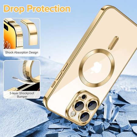 Husa pentru iPhone 14 Pro - Techsuit Luxury Crystal MagSafe - Gold