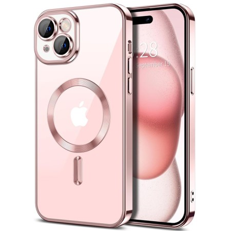 Husa pentru iPhone 15 Plus - Techsuit Luxury Crystal MagSafe - Pink