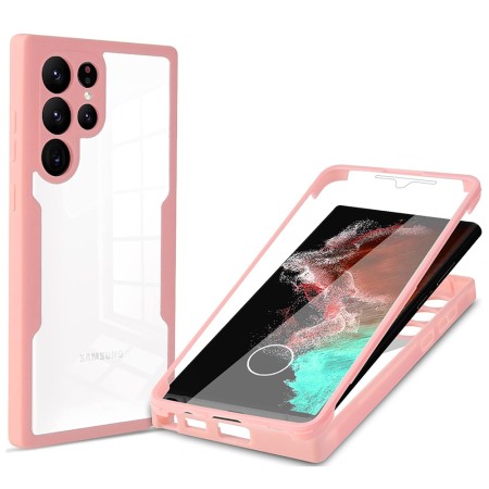 Husa pentru Samsung Galaxy S22 Ultra 5G + Folie - Techsuit ColorVerse 360 Series - Pink