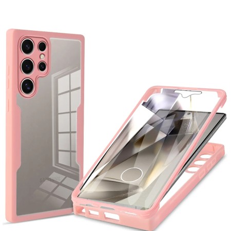 Husa pentru Samsung Galaxy S24 Ultra + Folie - Techsuit ColorVerse 360 Series - Pink