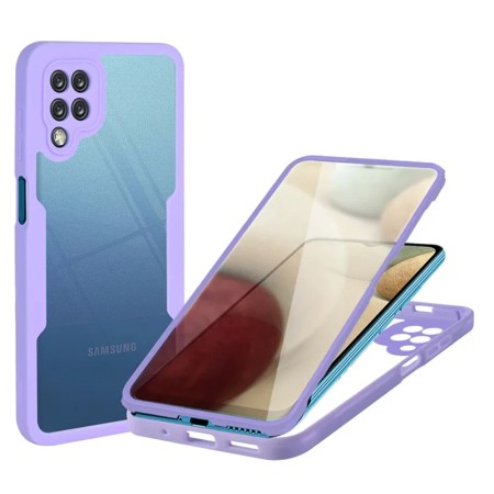 Husa pentru Samsung Galaxy A12 + Folie - Techsuit ColorVerse 360 Series - Purple