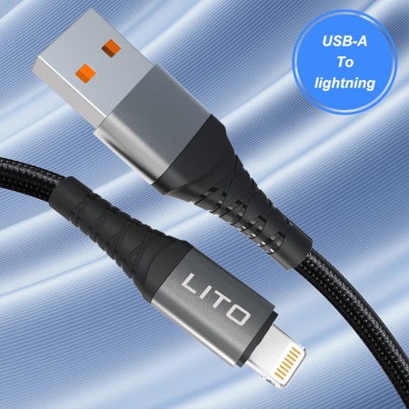 Cablu USB la Lightning, 2.4A, 1m - Lito (LD08) - Black