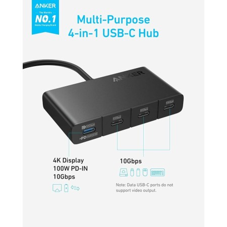 Docking Station, 10Gbps, 100W, 4x Type-C - Anker (A8340GA1) - Black