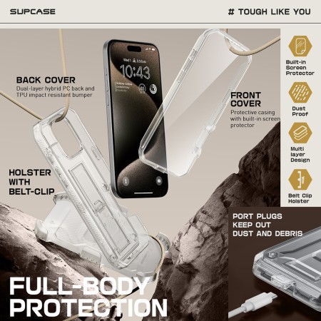 Husa pentru iPhone 16 Pro Max - Supcase Unicorn Beetle Pro - Clear