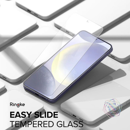 Folie pentru Samsung Galaxy S24, set 2 buc, Ringke Easy Slide Tempered Glass, Clear