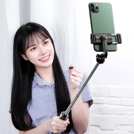 Selfie Stick Stabil cu Telecomanda, 67cm - Techsuit (S03) - Black