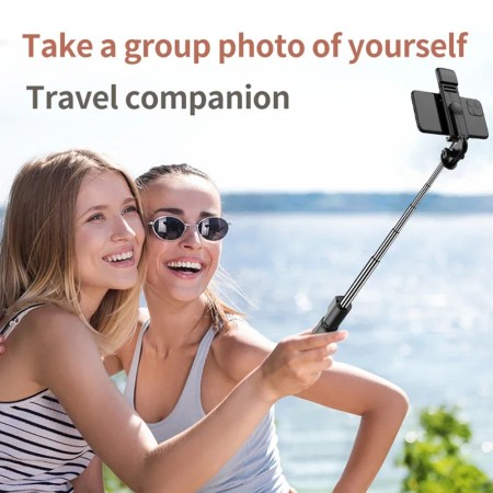 Selfie Stick cu Telecomanda si Lumina LED, 67cm - Techsuit (S03-S) - Black