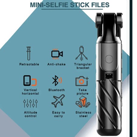 Mini Selfie Stick cu Telecomanda si Trepied - Techsuit (K03) - Black