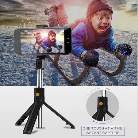 Selfie Stick cu Telecomanda si Trepied - Techsuit (K07) - Black