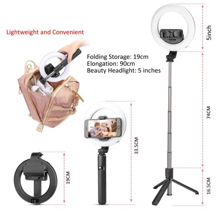 Selfie Stick cu Trepied si Telecomanda, 92cm - Techsuit (L07) - Black