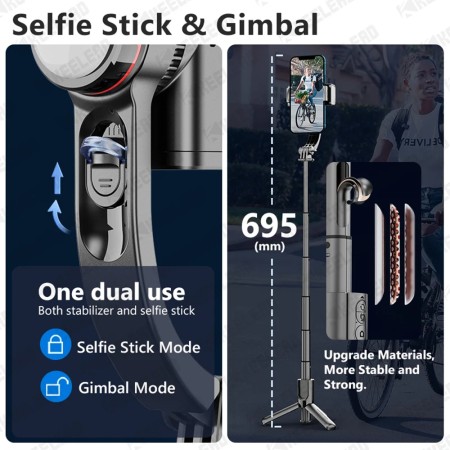 Selfie Stick cu Trepied si Telecomanda, 70cm - Techsuit (L18sMini) - Black