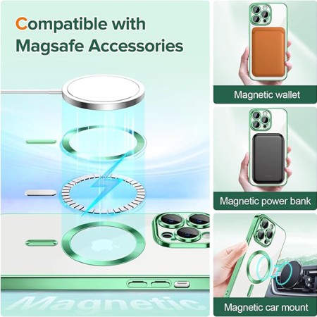 Husa pentru iPhone 12 Pro Max - Techsuit Luxury Crystal MagSafe - Light Green