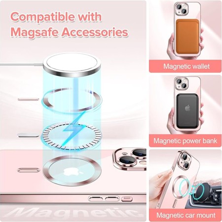 Husa pentru iPhone 13 - Techsuit Luxury Crystal MagSafe - Pink