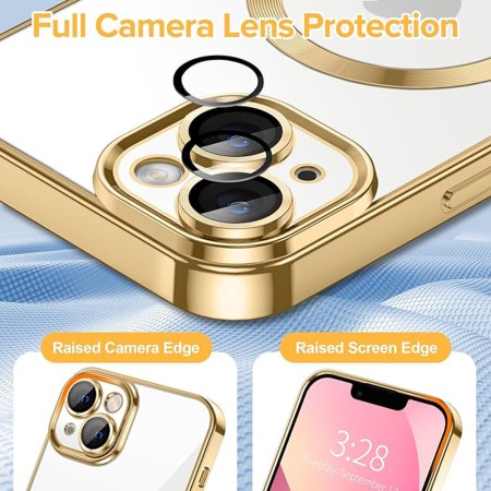 Husa pentru iPhone 13 - Techsuit Luxury Crystal MagSafe - Gold