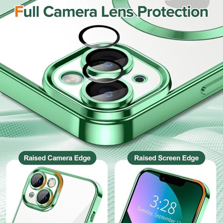 Husa pentru iPhone 13 - Techsuit Luxury Crystal MagSafe - Light Green