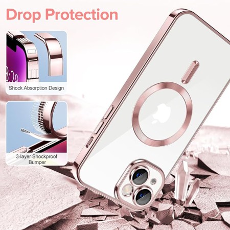 Husa pentru iPhone 14 - Techsuit Luxury Crystal MagSafe - Pink