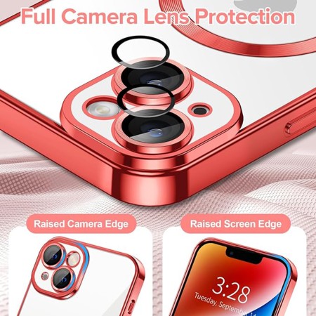 Husa pentru iPhone 14 - Techsuit Luxury Crystal MagSafe - Red