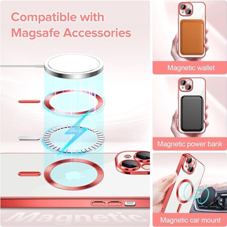 Husa pentru iPhone 14 - Techsuit Luxury Crystal MagSafe - Red