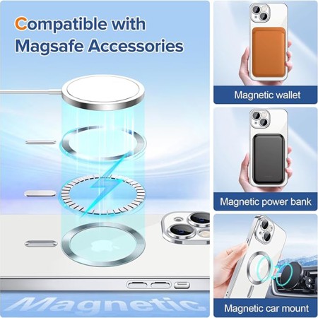 Husa pentru iPhone 14 - Techsuit Luxury Crystal MagSafe - Silver