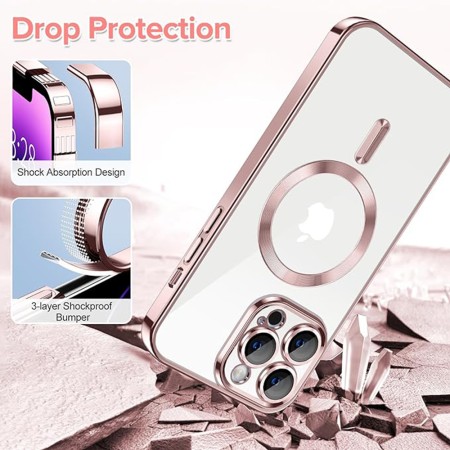 Husa pentru iPhone 14 Pro Max - Techsuit Luxury Crystal MagSafe - Pink