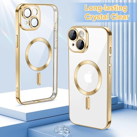 Husa pentru iPhone 15 - Techsuit Luxury Crystal MagSafe - Gold