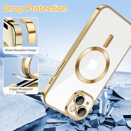 Husa pentru iPhone 15 - Techsuit Luxury Crystal MagSafe - Gold