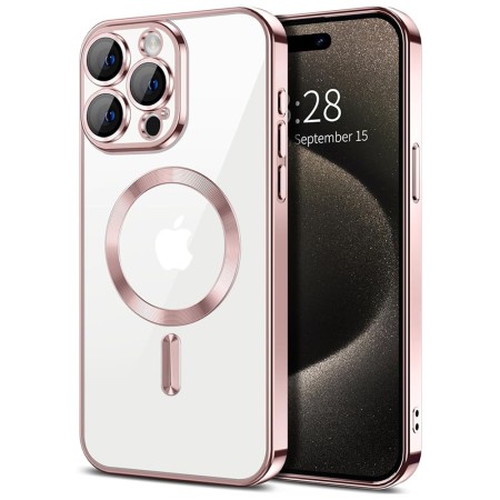 Husa pentru iPhone 15 Pro - Techsuit Luxury Crystal MagSafe - Pink