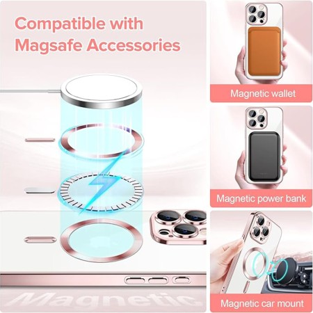 Husa pentru iPhone 15 Pro - Techsuit Luxury Crystal MagSafe - Pink