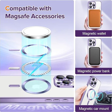 Husa pentru iPhone 15 Pro - Techsuit Luxury Crystal MagSafe - Light Purple