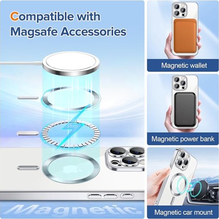 Husa pentru iPhone 15 Pro Max - Techsuit Luxury Crystal MagSafe - Silver