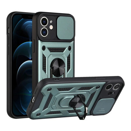 Husa pentru iPhone 11, CamShield Protectie Camera, Inel Magnetic, Slide si Snap, Green