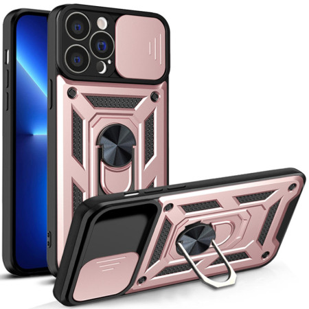 Husa pentru iPhone 13 Pro, CamShield Protectie Camera, Inel Magnetic, Slide si Snap, Rose Gold