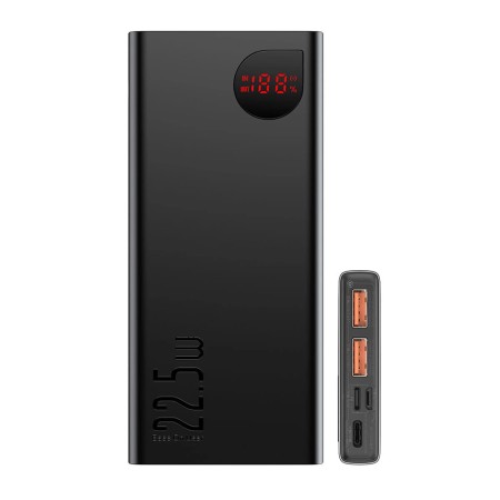 Acumulator Extern 2x USB, Type-C, Lightning, Micro-USB, Fast Charging, 22.5W, 10000mAh - Baseus Adaman (PPAD070001) - Black