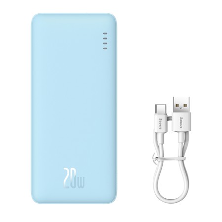 Acumulator Extern USB, Type-C, Micro-USB, 20W, 10000mAh + Cablu Type-C - Baseus Airpow (P10022801313-00) - Galaxy Blue