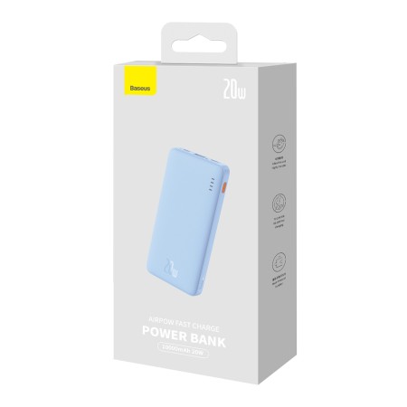 Acumulator Extern USB, Type-C, Micro-USB, 20W, 10000mAh + Cablu Type-C - Baseus Airpow (P10022801313-00) - Galaxy Blue