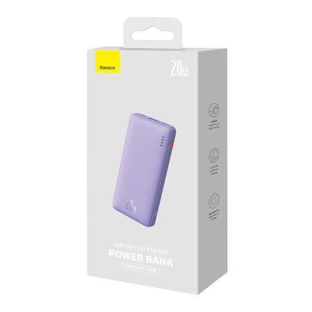 Acumulator Extern USB, Type-C, Micro-USB, 20W, 10000mAh + Cablu Type-C - Baseus Airpow (P10022801513-00) - Nebula Purple