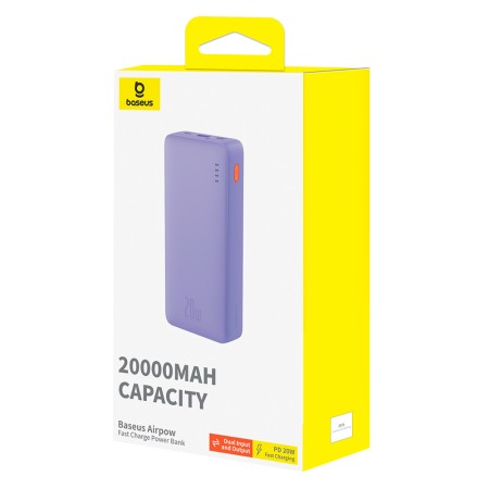 Acumulator Extern USB, Type-C, Micro-USB, 20W, 20000mAh - Baseus Airpow (P10022804513-00) - Purple