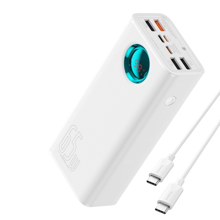 Acumulator Extern 4x USB, Type-C, Lighting, Micro-USB, Fast Charge, 65W, 26800mAh - Baseus Amblight (P10022402223-00) - White